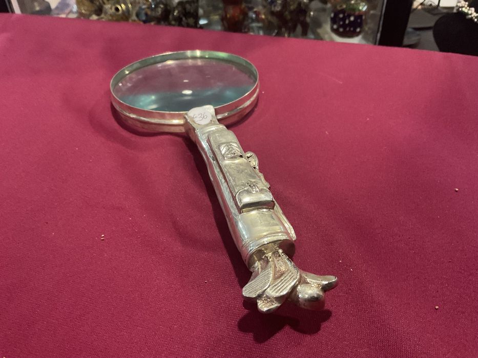 Lupa banhada silver plated ,23 x10 cm