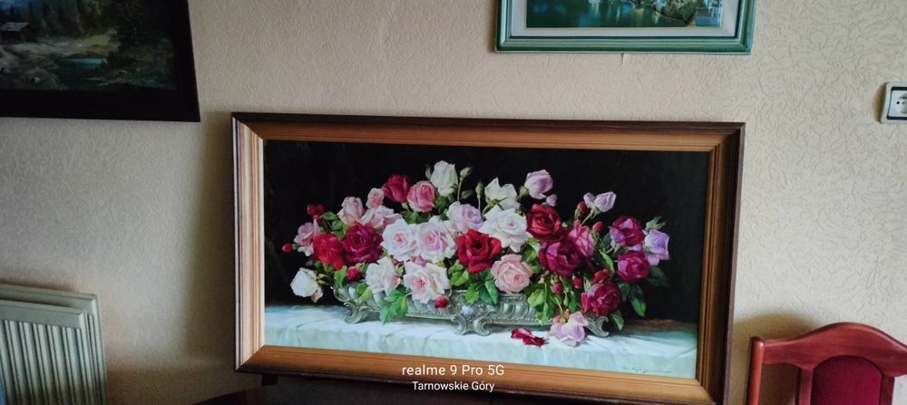 Obraz kwiaty.grafika lakierowane na płycie.