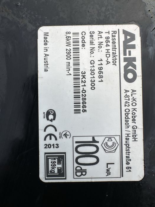 Traktorek kosiarka ALKO T 954HD -A