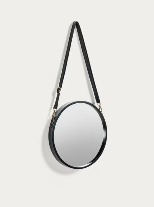 Lustro Raintree z płyty MDF i skóry syntetycznej czarne