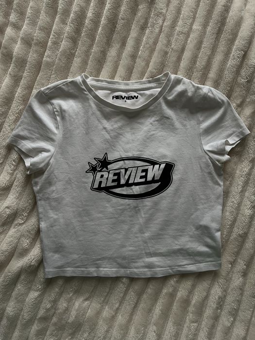 crop top z nadrukiem y2k Review biały XS/S