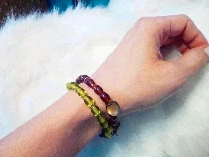 2 w 1 Bransoleta szklane koraliki + metal Boho hippie orient