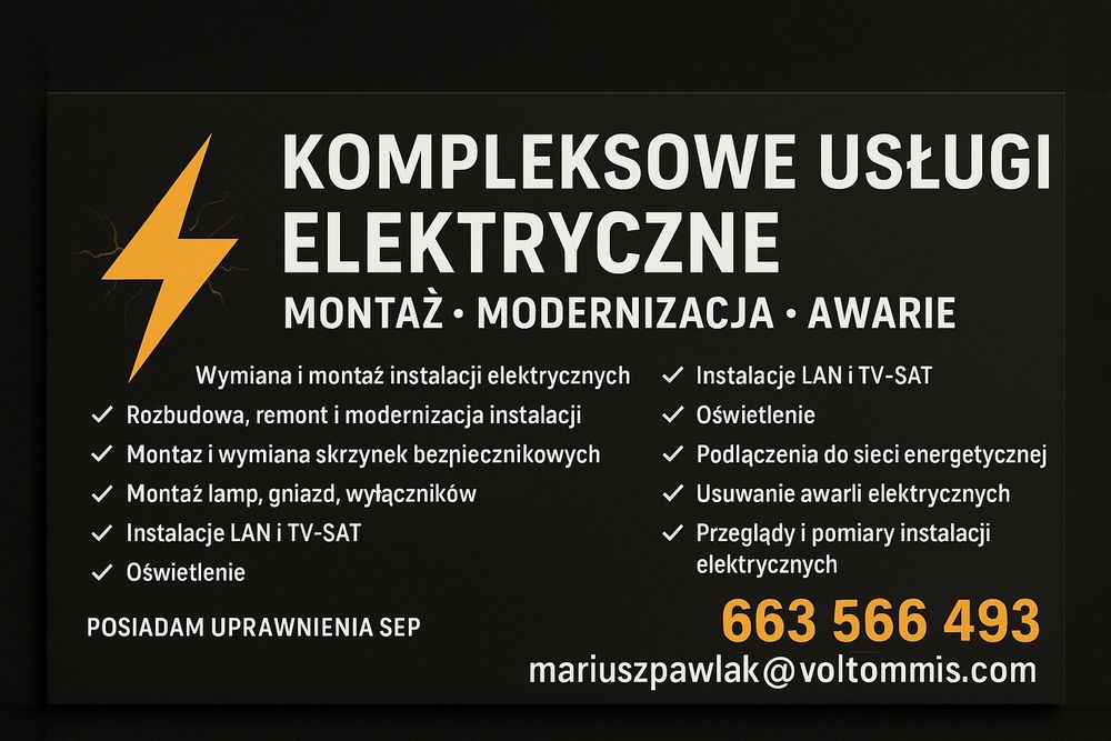 Elektryk - Montaż, Modernizacja, Awarie, odbiory, przeglądy,monitoring