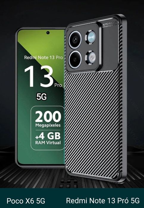 Capa T/ Carbono Xiaomi Redmi Note 13 Pró 5G / Redmi Note 13 Pró+ 5G