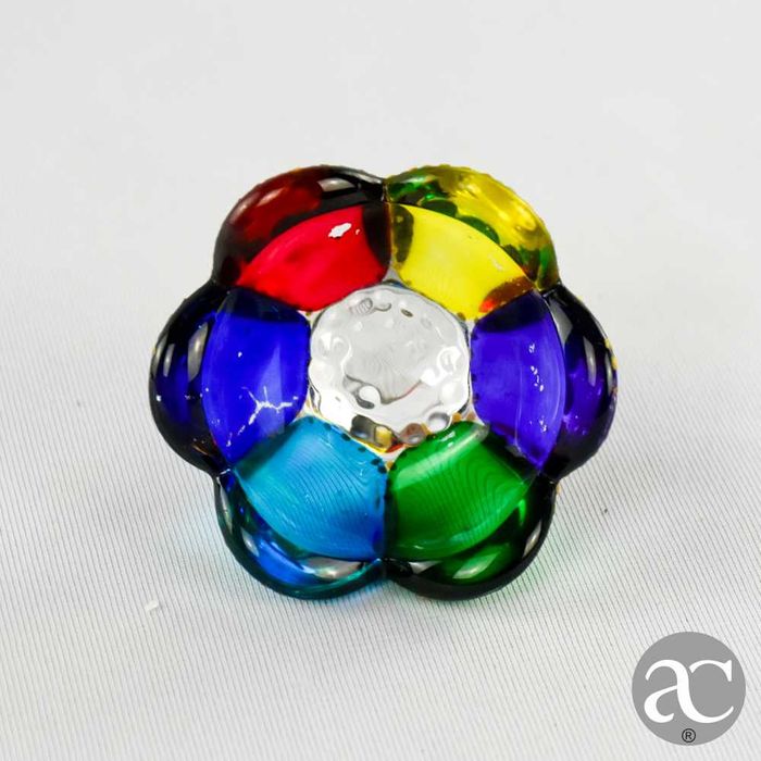 Frasco perfume vidro de Murano, pintado à mão, rolha em forma de flor