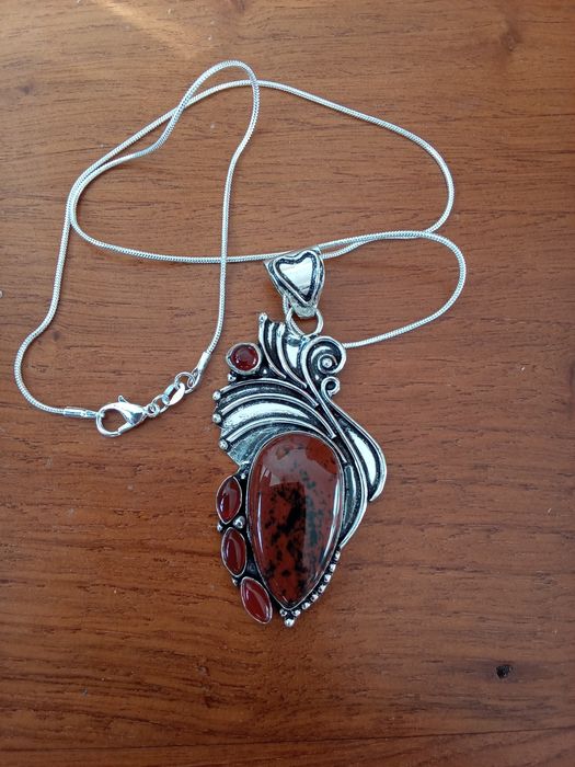 Pingente Artesanal em Prata com Obsidiana Mahogany — Feito à Mão,