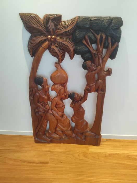 Escultura Artesanal Africana - Madeira Maciça, Grande Formato