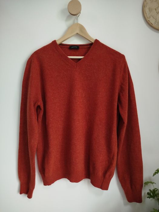Wełniany sweter M męski pomarańczowy dyniowy