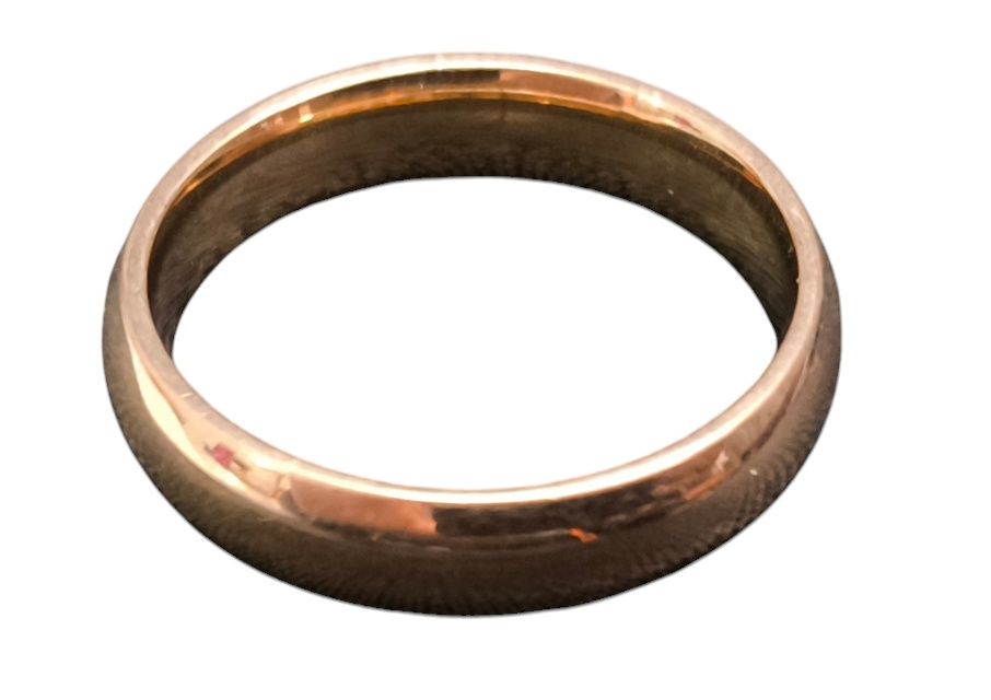 Obrączka różowe złoto stal tytanowa r. 5 (średnica 1,57cm) gr.4 mmNowa