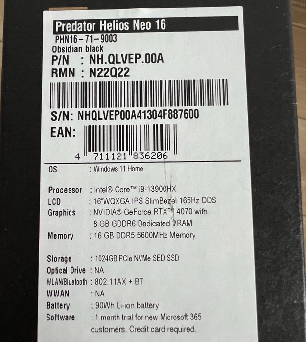 Acer Predator Helios Neo 16