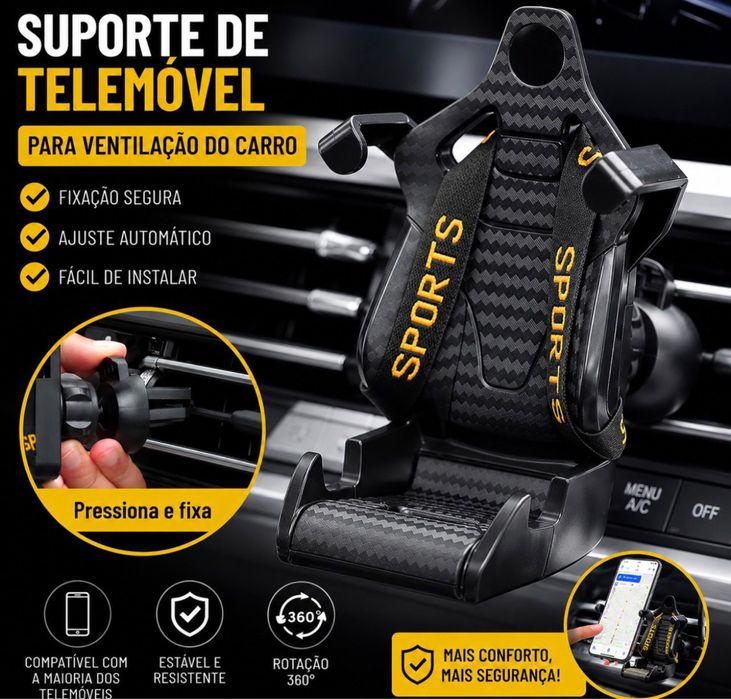 Suporte de Telemóvel para Carro – Fibra de Carbono | 360°