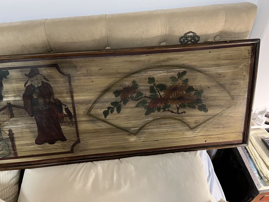 Quadro chinês em madeira pintado à mão