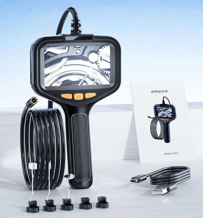 Kamera endoskopowa 5m IP67 4,3" LCD 8 LED magnes hak lusterko