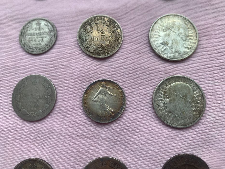 Monery 5 zł 1933 rok głowa kobiety 1/2 Mark 15 kopiejki  20 monet