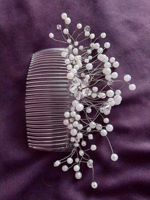 фата з бісером по краю  біла