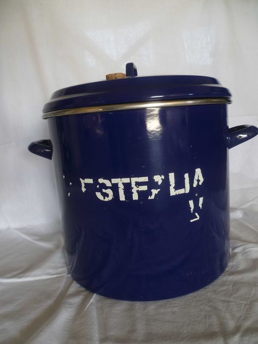 Panela esmalte azul 36cm Ø  31cm alto WESTFALIA R. F. Alemanha anos 70