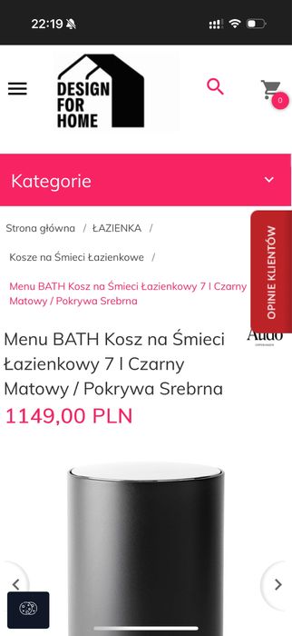 Menu BATH ekskluzywny łazienkowy kosz na śmieci 7l