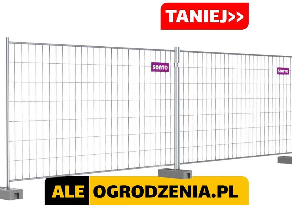 Ogrodzenie Tymczasowe Budowlane KOMPLET (panel + stopa 32kg + obejma)