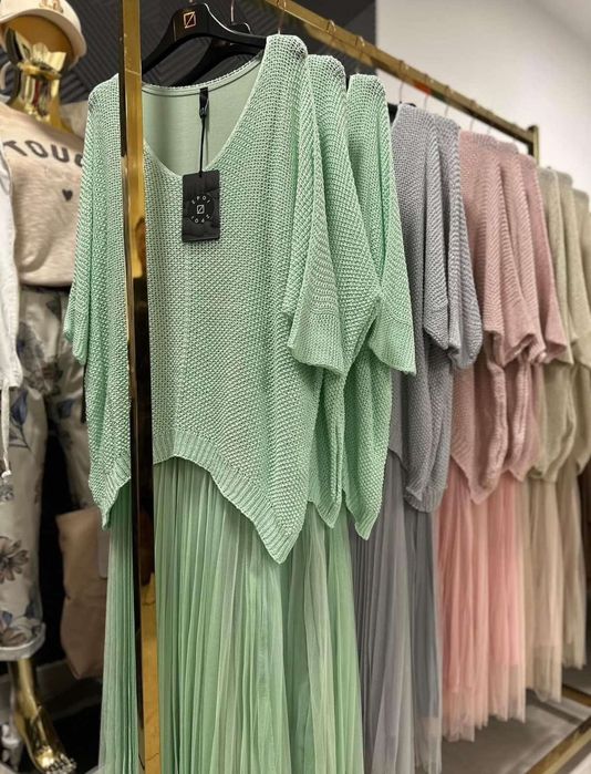 Sweter+sukienka, gładkie, Oversize