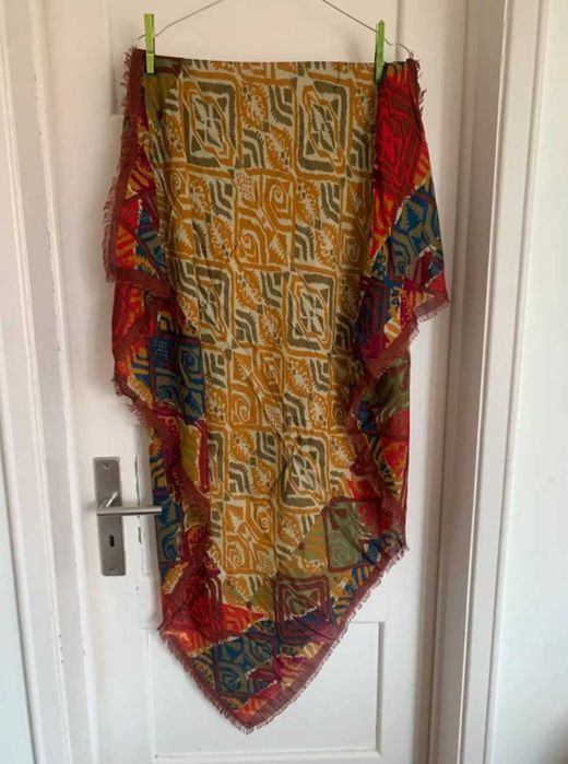 Lenço de algodão 117x117 cm motivos abstractos multicolor