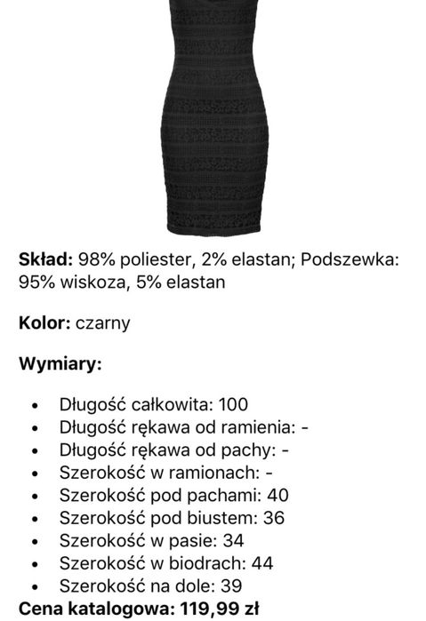 Czarna koronkowa sukienka S na podszewce. Lascana