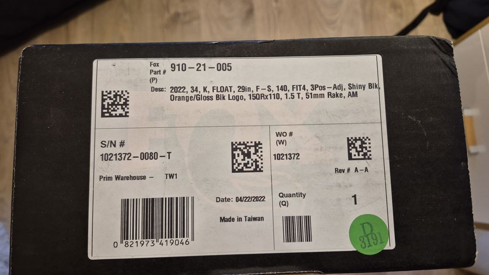 Fox Factory 34 FIT 4 kashima 140mm 29 15x110 boost