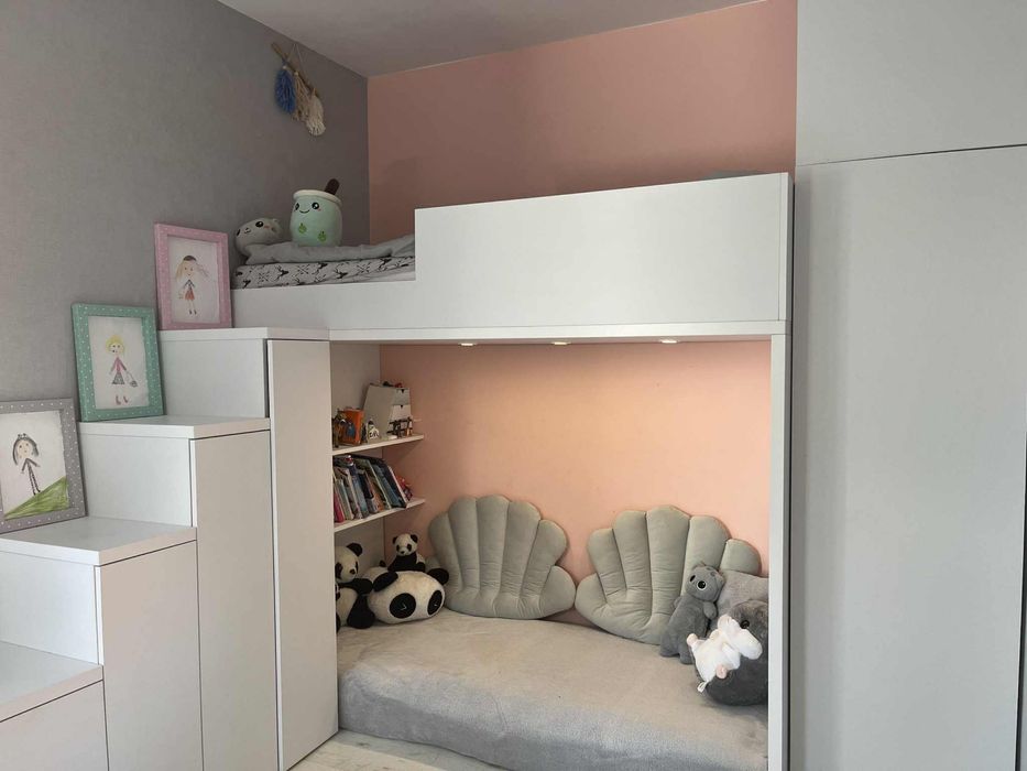 Designerska zabudowa antresola, łóżko piętrowe z sofą, dużo szafek !!!