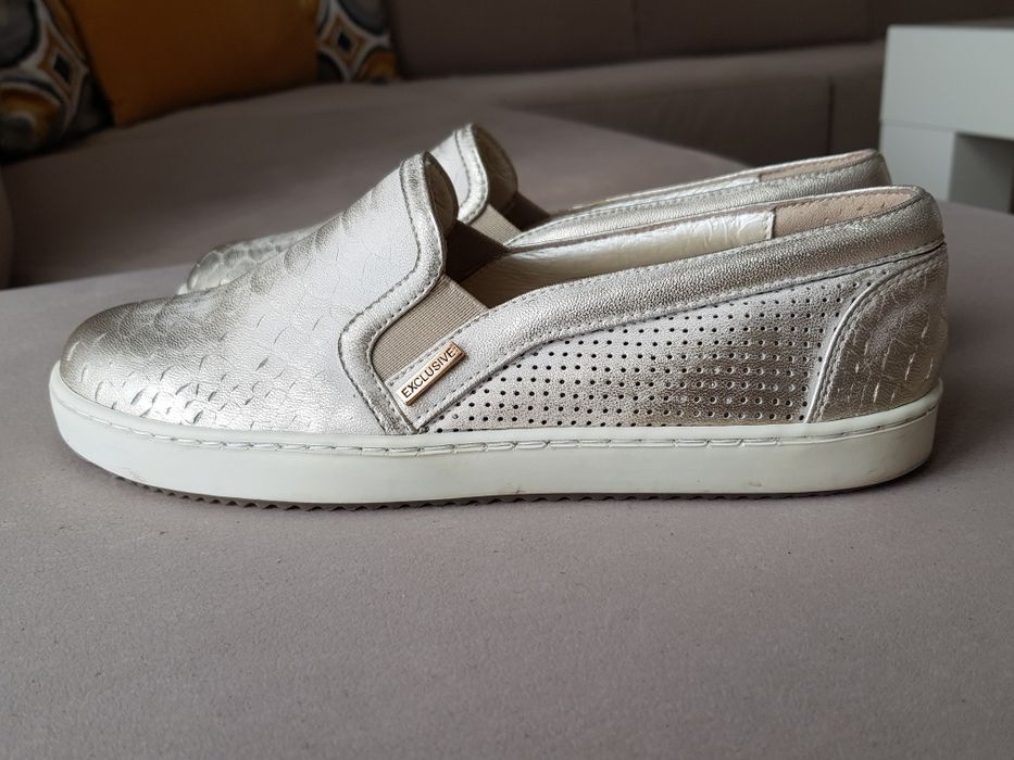 Półbuty, Mokasyny, Skora, rozm.37, IDEAŁ