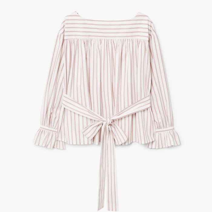 MANGO БЛУЗА новая натуральная полосатая блузка с поясом