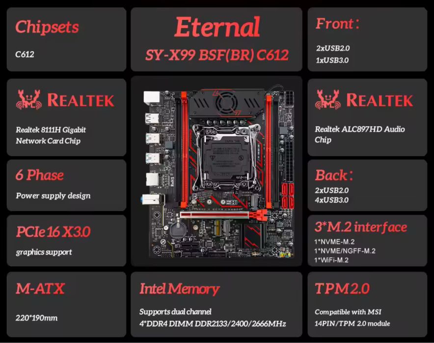 Ігровий комплект X99 Xeon E5 2667v4 Soyo BSF (BR) 2х8gb 2133-2400Mhz ПК Збірка
