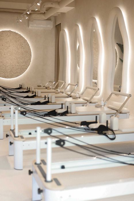 Reformer Do Studia Pilates Boho Beżowy Profesjonalny do Studia Nowy