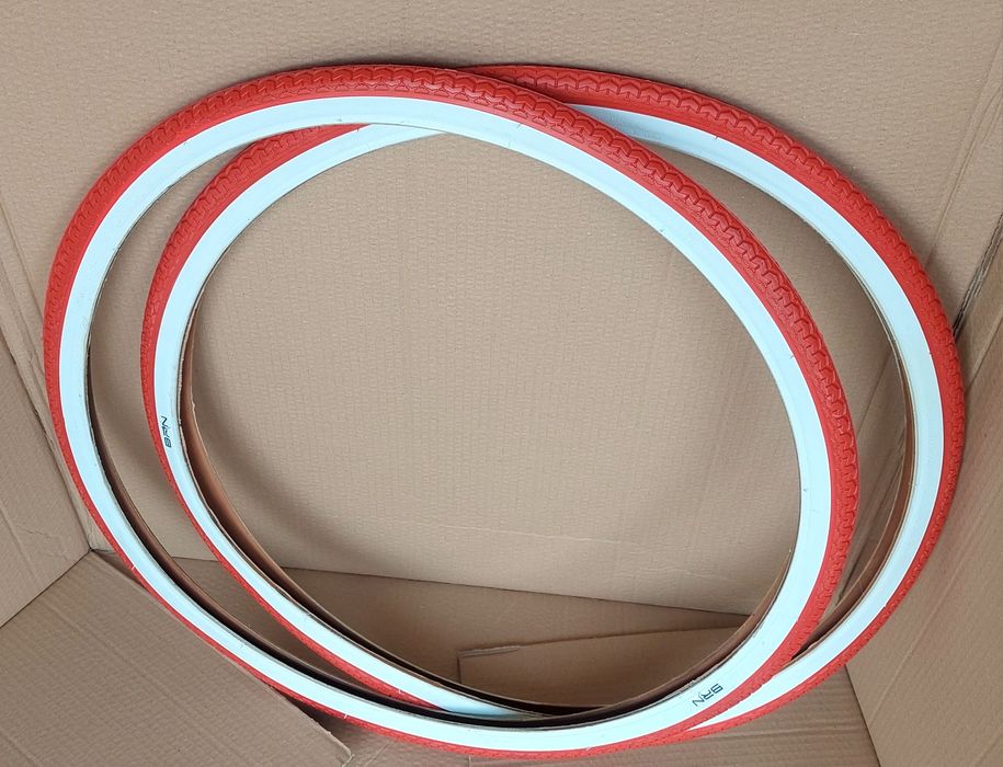pneus bicicleta pasteleira /janete/clássica/bicolor/pretos/vermelho