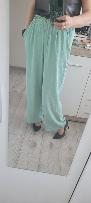 Spodnie miętowe L