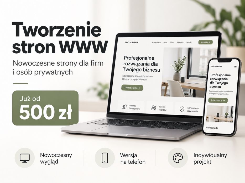 Tworzenie stron internetowych WWW – nowoczesne strony od 500 zł