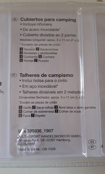 Talheres de campismo - Artigo NOVO.