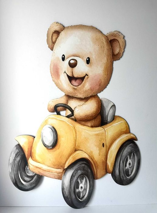 Miś w autku samochodzie figurki wielkoformatowe ścianka balonowa