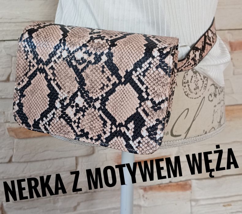 Torebka nerka z motywem węża – nowa, modna, elegancka