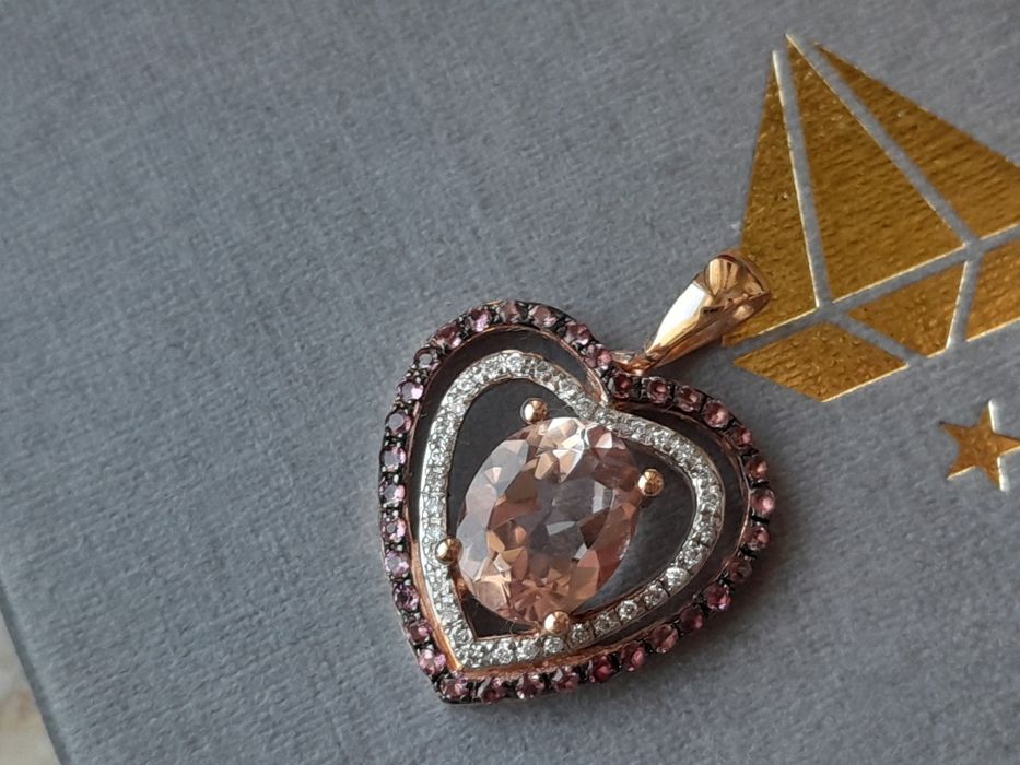 Wisiorek Serce Walentynki Morganit  Diamenty Złoto 585 WYCENA