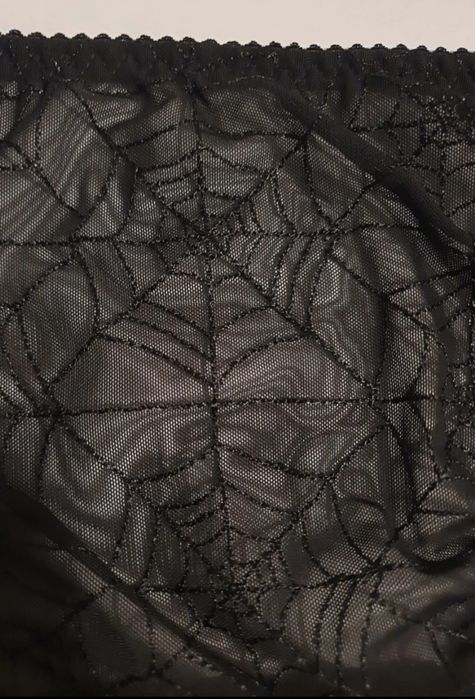 Gotyckie majtki haftowane w pajęczynę siateczkowe Salem Skydance