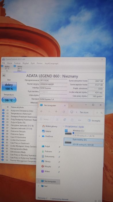Dysk ssd nvme Adata Legend 860 1Tb 160h