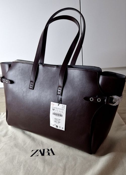 Nowa burgundowa torba shopper Zara