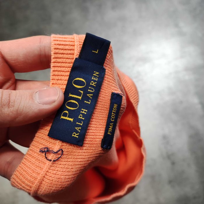 MĘSKI PREMIUM Elegancki Sweter Brzoskwinia Bawełna Polo Ralph Lauren