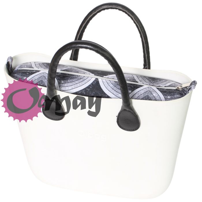 Czarny organizer do OBAG MINI szary srebro 2 kieszenie wkład OMAY