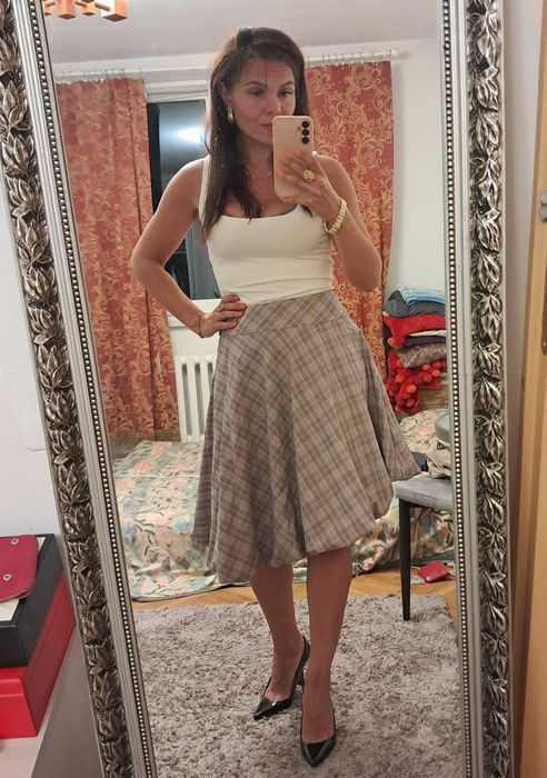 Szara midi asymetryczna spodniczka rozm. S