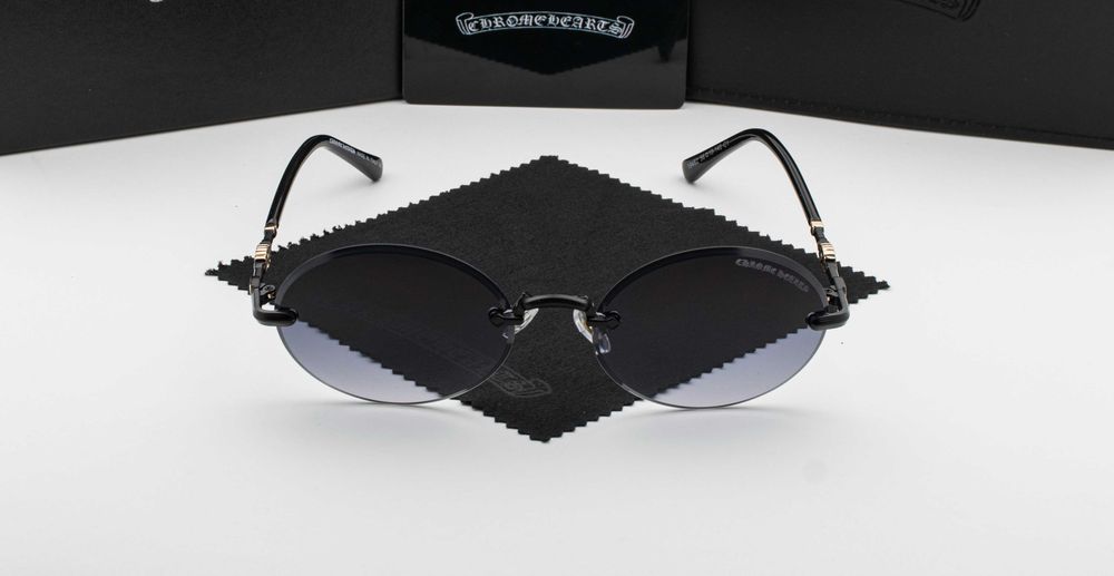 Сонцезахисні окуляри Chrome Hearts NEW 2026 | UV400 | безоправні | овальна лінза | футляр в комплекті | металева оправа