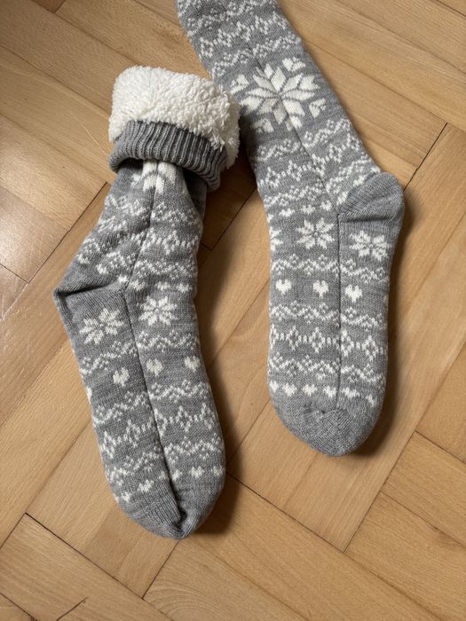 Ciepłe zimowe skarpety szare H&M 37 38