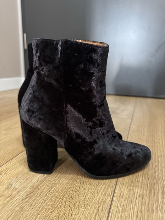 Botki skórzane Ryłko zamszowe