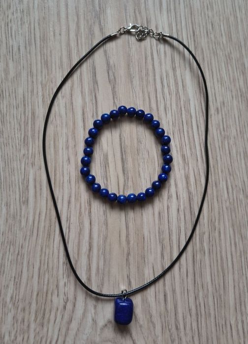 Naszyjnik i bransoletka z lapis lazuli, kamienia naturalnego