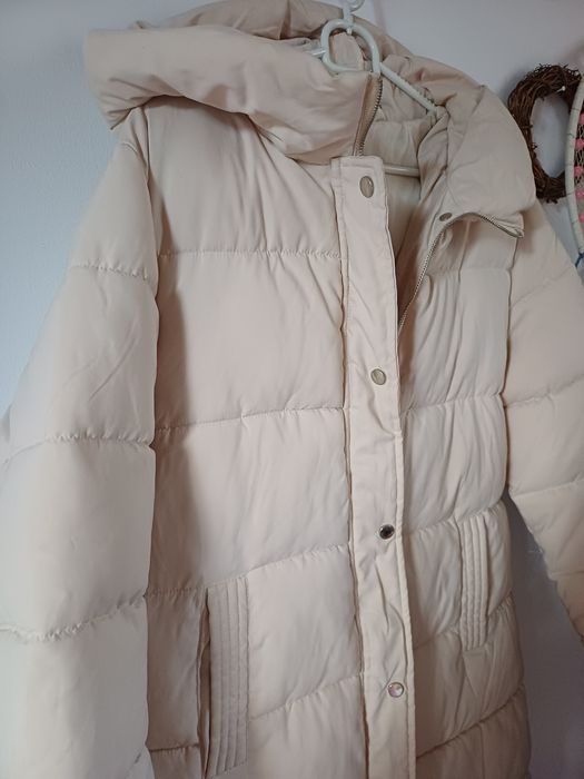 Kurtka długi płaszcz puchowy melya melody paris kremowy ecru