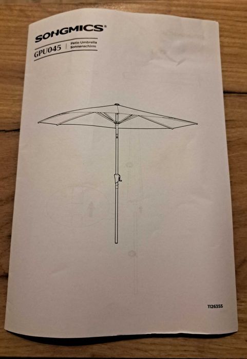 Parasol klasyczny Songmics szary 340 x 246 cm